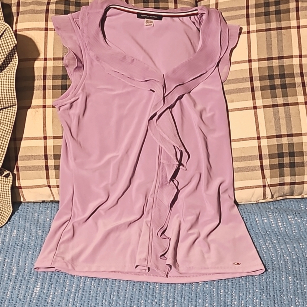 Tommy Hilfiger Ruffled Purple Sleeveless Top